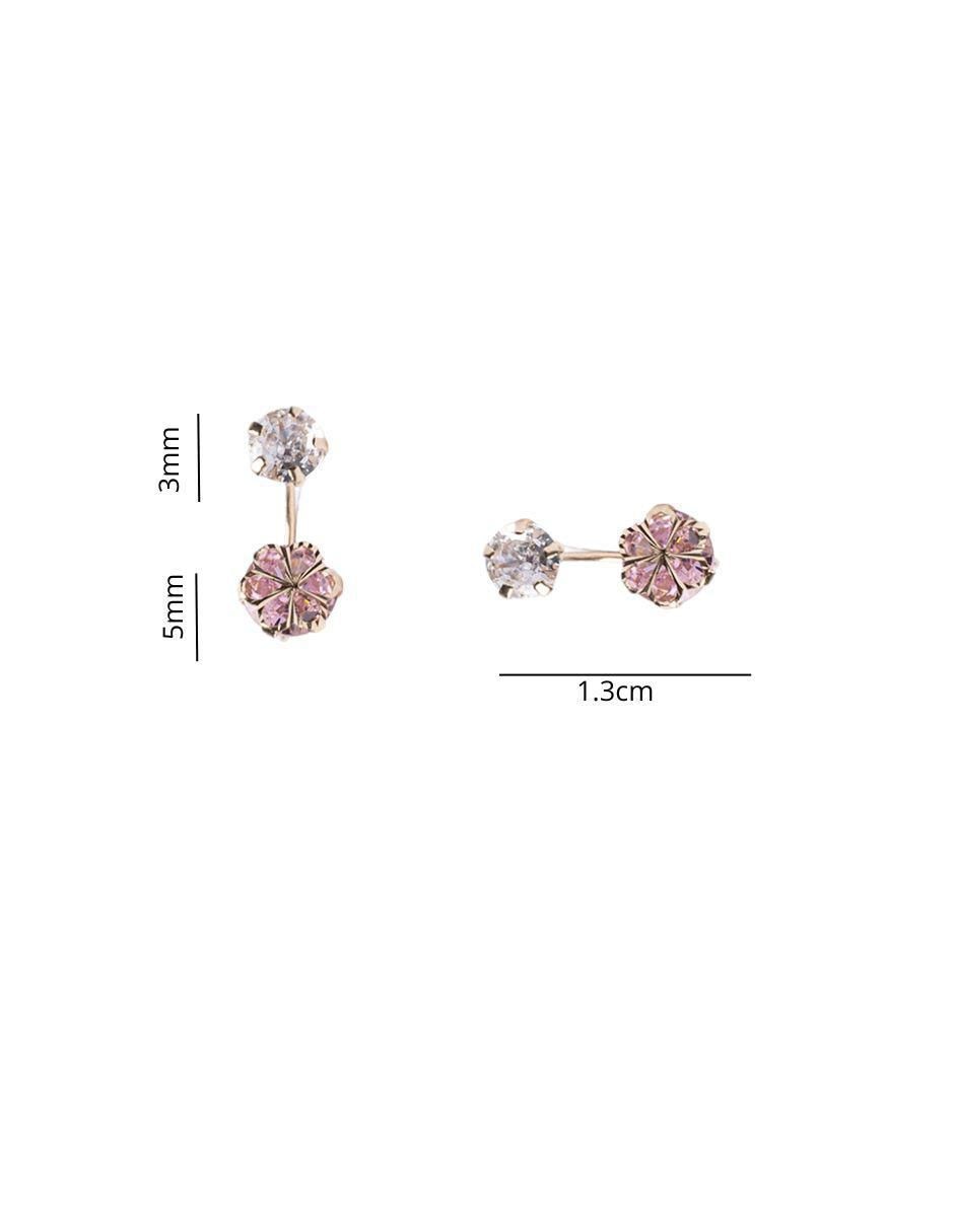 Broqueles de flor de oro con acabado pavé zirconia