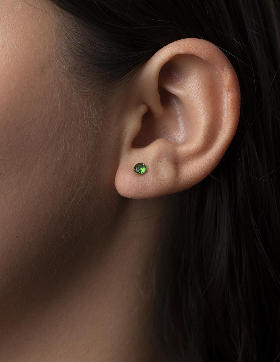 Broqueles circulares de oro con acabado brillante zirconia 2