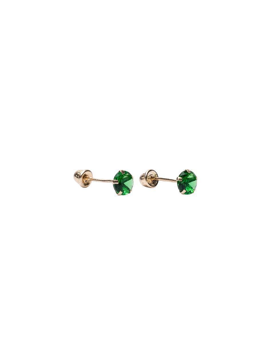 Broqueles circulares de oro con acabado brillante zirconia 4