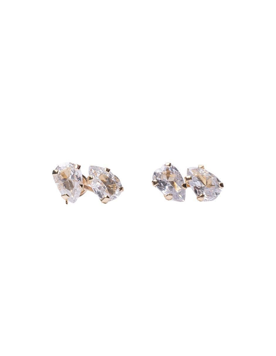 Broqueles de pera de oro con acabado brillante zirconia