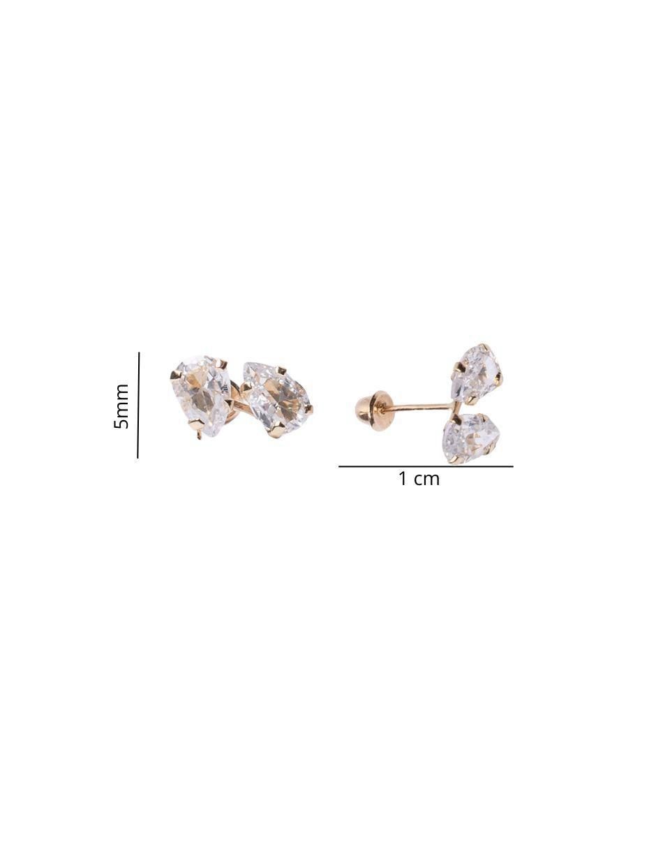 Broqueles de pera de oro con acabado brillante zirconia 5
