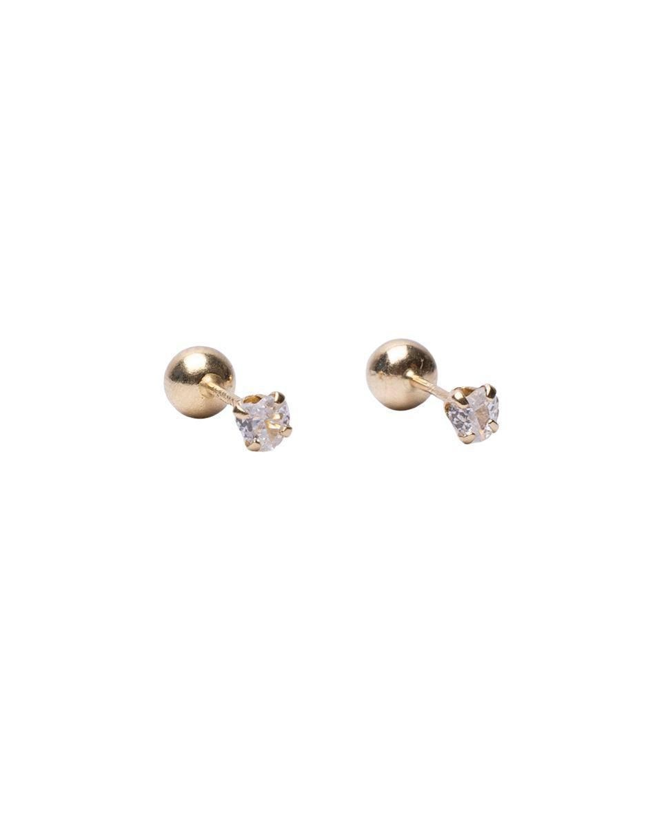Broqueles circulares de oro con acabado brillante zirconia