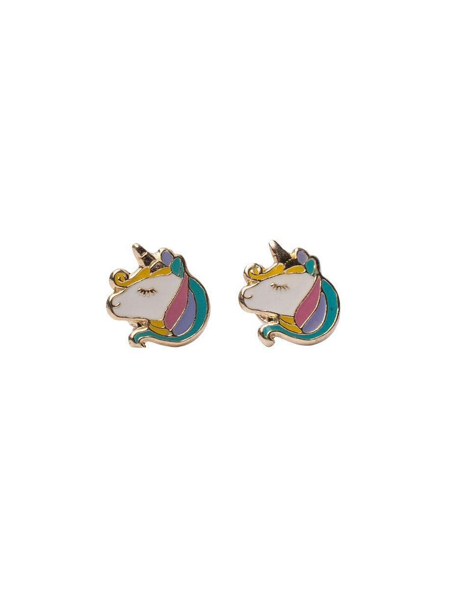 Broqueles de unicornio de oro con acabado esmaltado