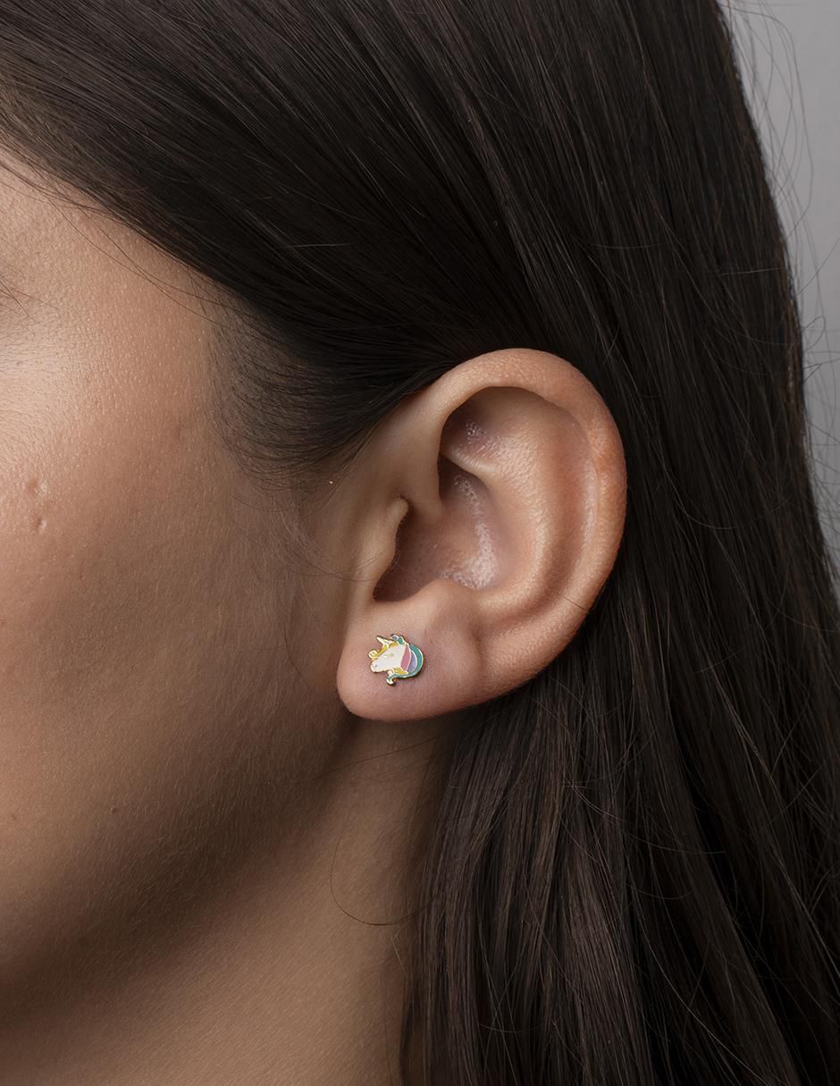 Broqueles de unicornio de oro con acabado esmaltado 3
