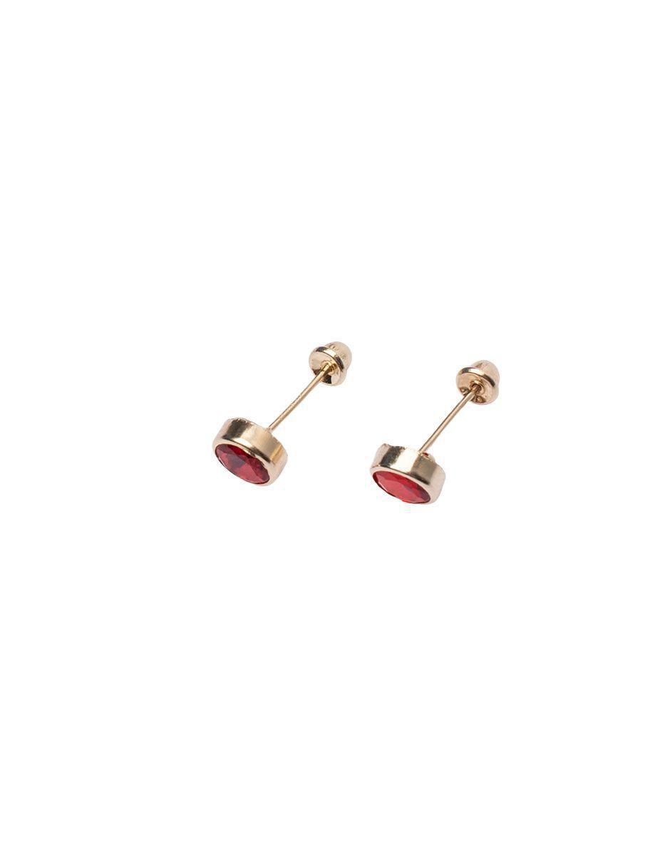 Broqueles circulares de oro con acabado brillante zirconia 3