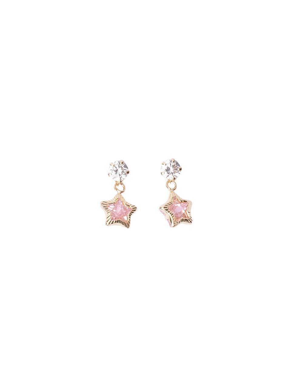 Broqueles de estrella de oro con acabado brillante zirconia