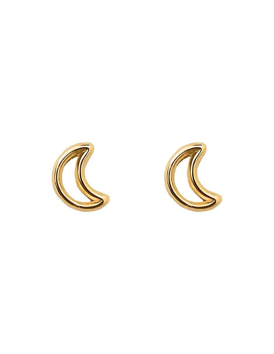 Broqueles de luna Celestiales de oro amarillo con acabado brillante