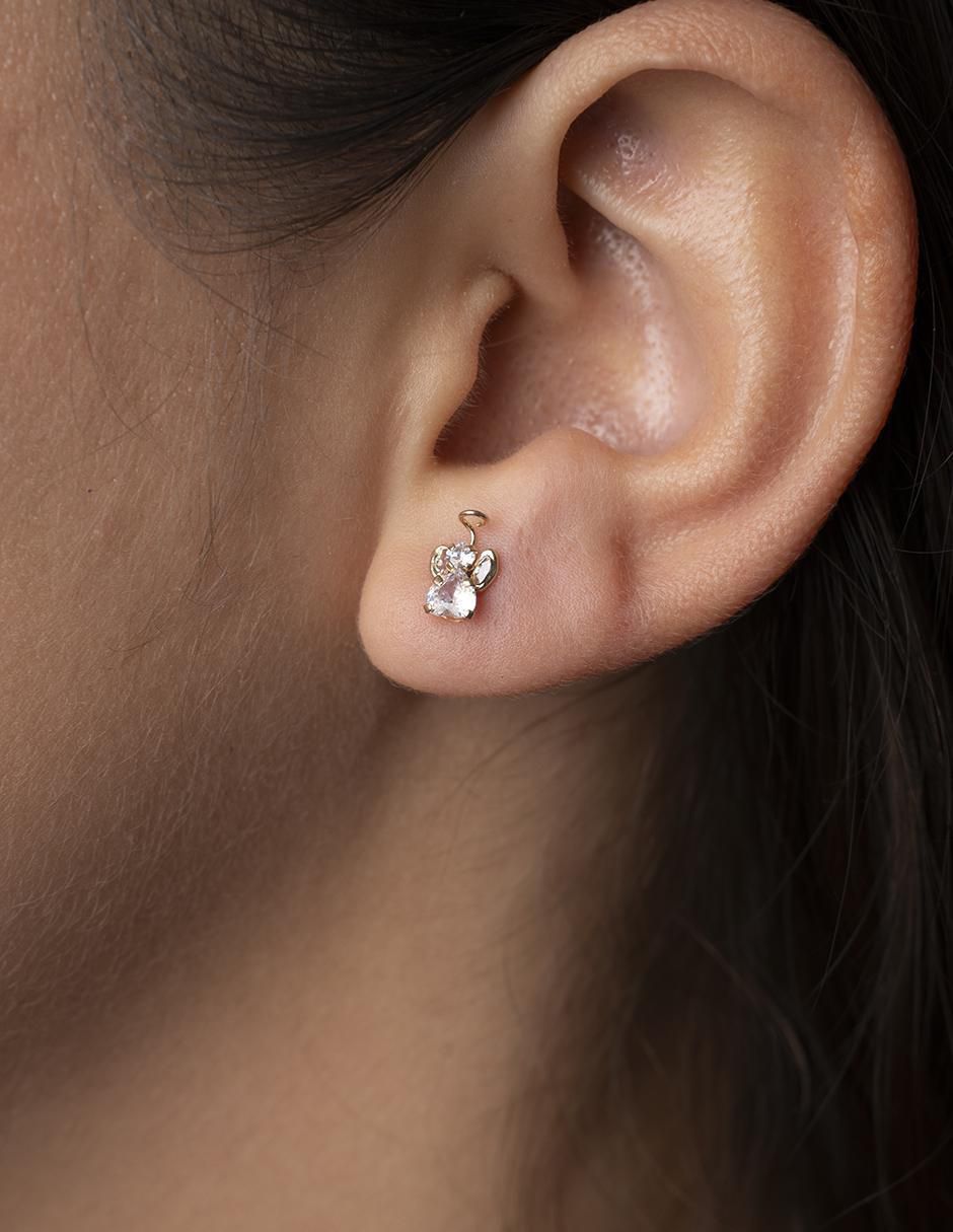 Broqueles de ángel de oro con acabado brillante zirconia 3