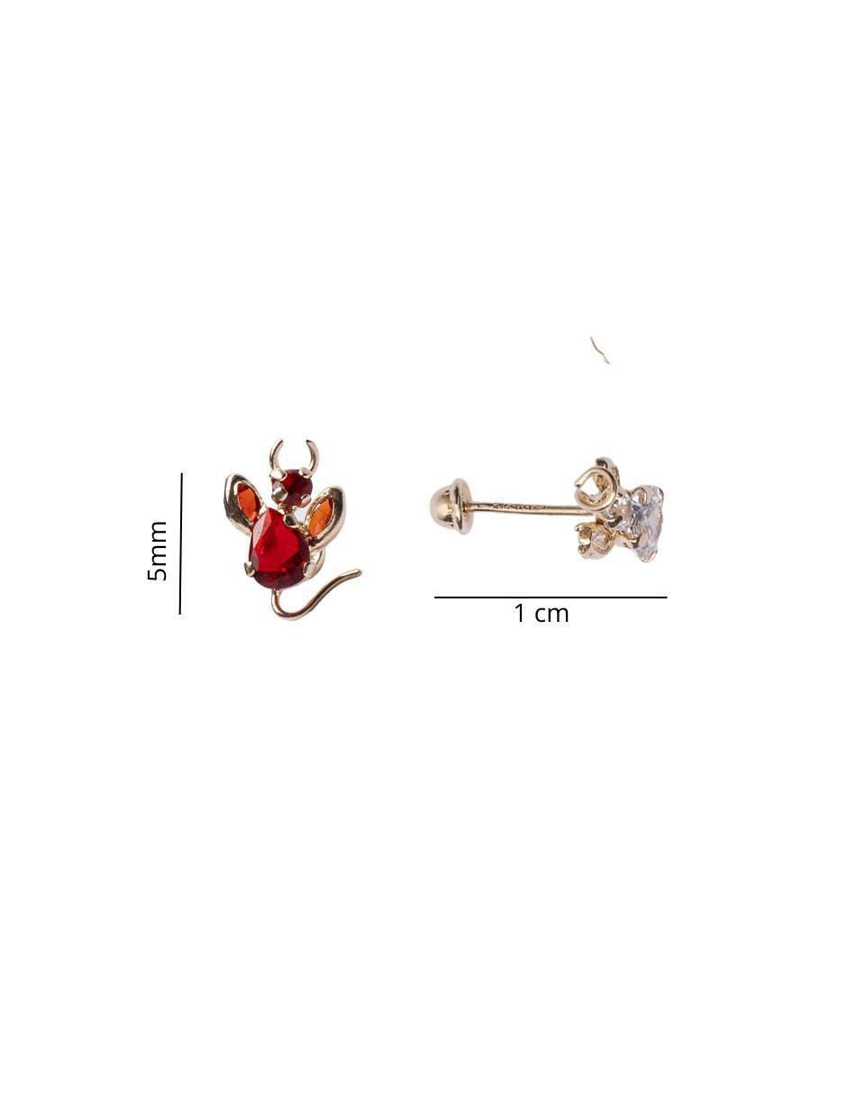 Broqueles de diablo de oro con acabado brillante zirconia 6