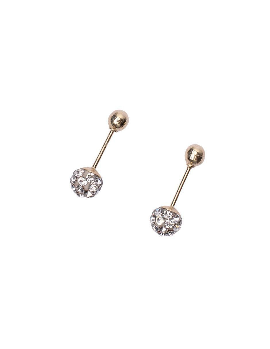 Broqueles de esfera de oro con acabado brillante zirconia 4
