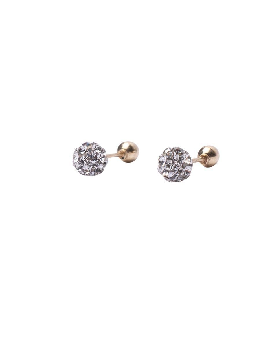 Broqueles de esfera de oro con acabado brillante zirconia 5