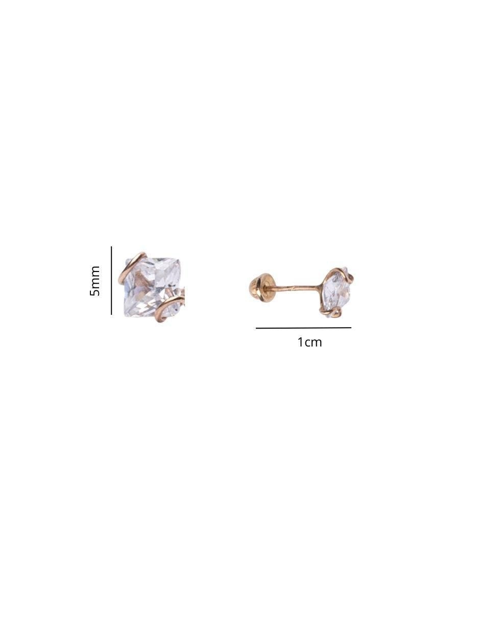 Broqueles cuadrados de oro con acabado brillante zirconia 5