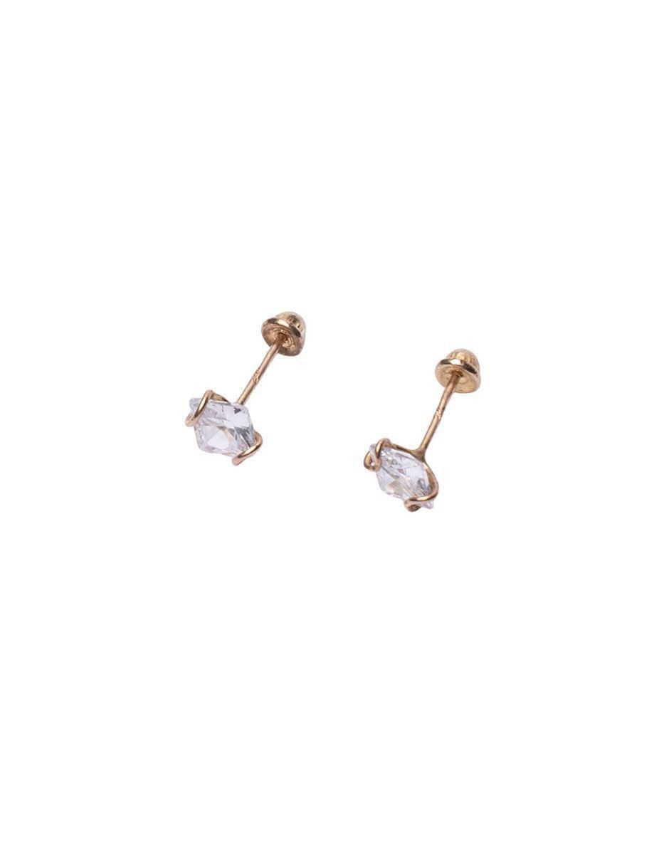 Broqueles cuadrados de oro con acabado brillante zirconia 4