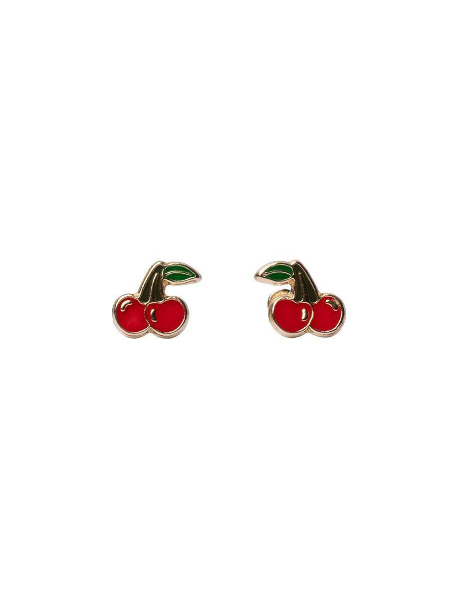 Broqueles de cereza de oro con acabado esmaltado