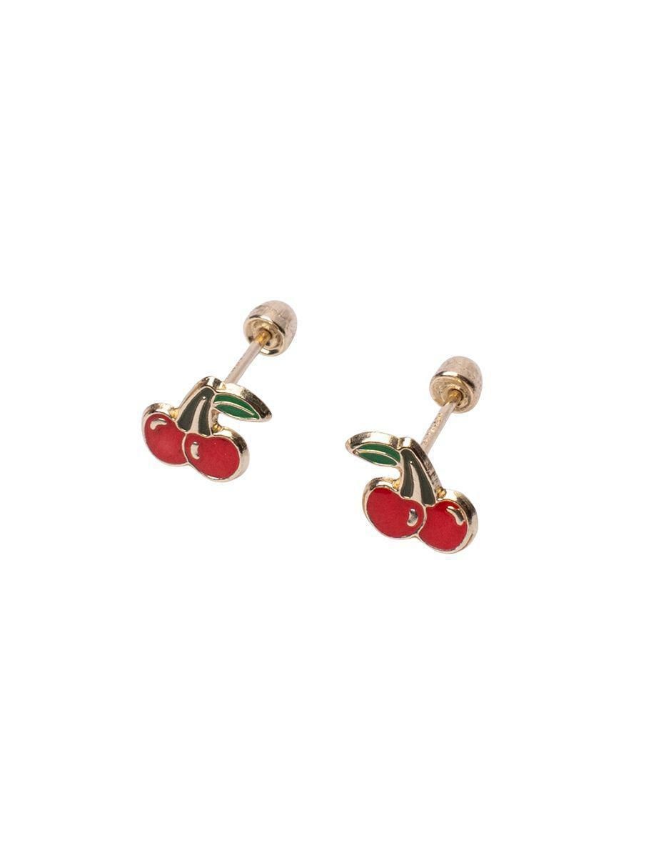 Broqueles de cereza de oro con acabado esmaltado 4