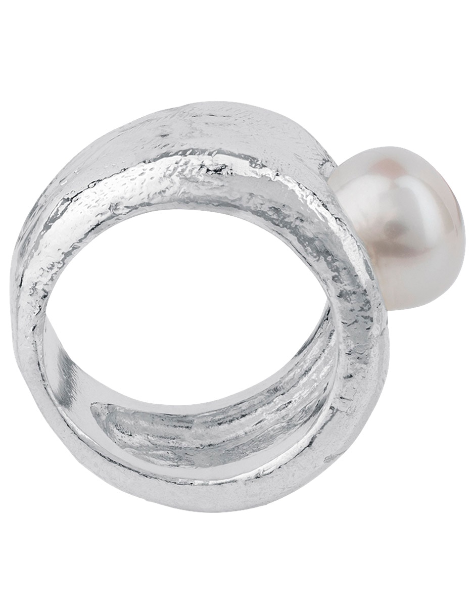 Anillo con gema Duna P 925 de plata perla brillante 1