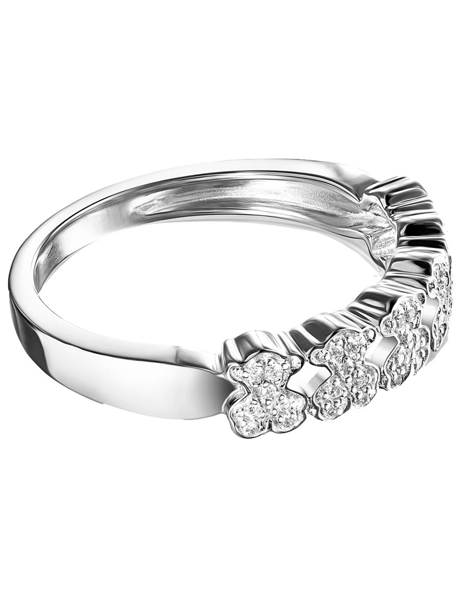 Anillo de oso Puppies 18 k de oro blanco diamante pavé 1