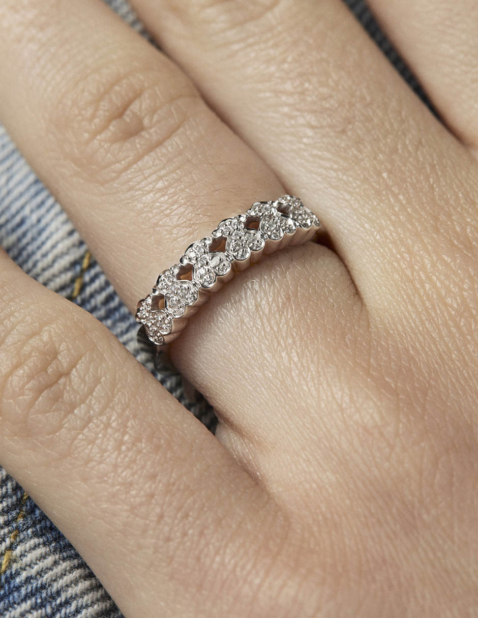 Anillo de oso Puppies 18 k de oro blanco diamante pavé 5