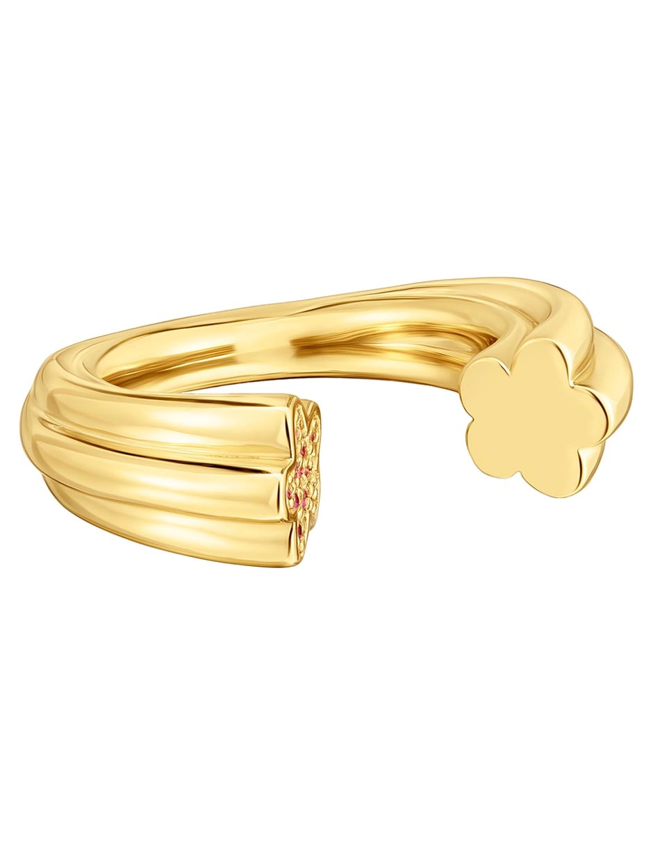 Anillo de plata P 925 rodolita con acabado baño de oro
