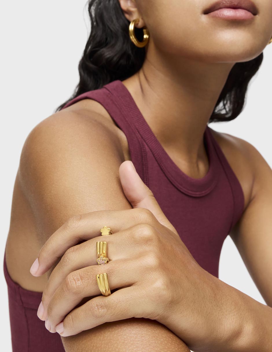 Anillo de plata P 925 rodolita con acabado baño de oro 5