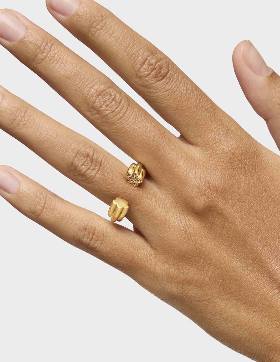 Anillo de plata P 925 rodolita con acabado baño de oro 6