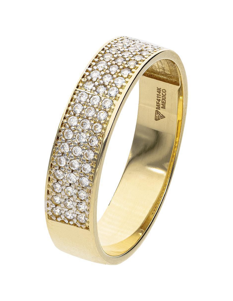 Argolla de oro amarillo 14 k Promesa zirconia 2