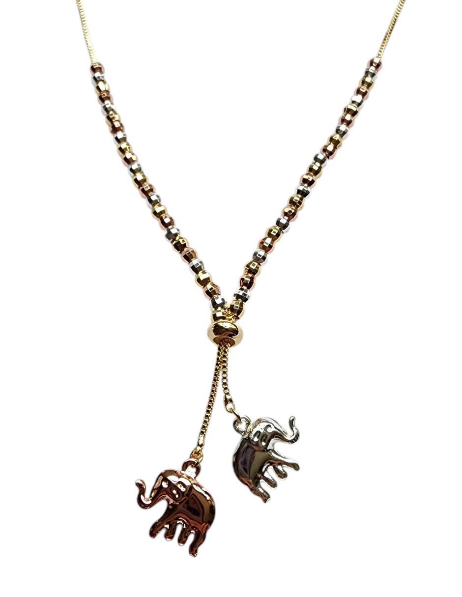 Collar con dije de elefante de oro laminado 14 K