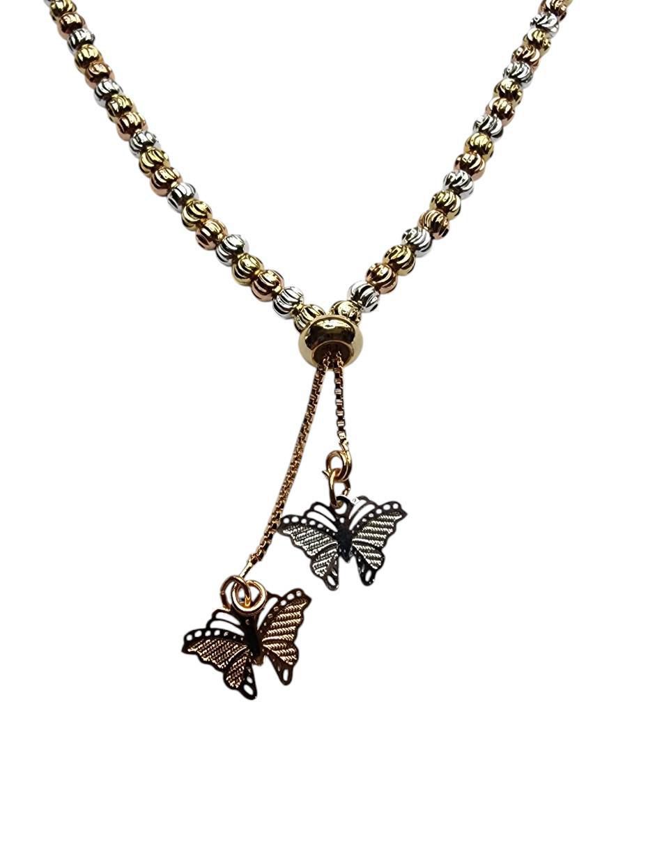Collar con dije de mariposa de oro laminado 14 K