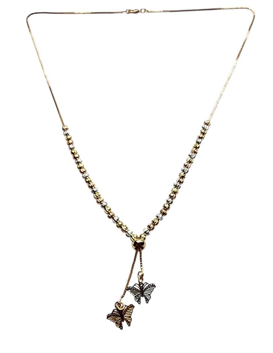 Collar con dije de mariposa de oro laminado 14 K 2