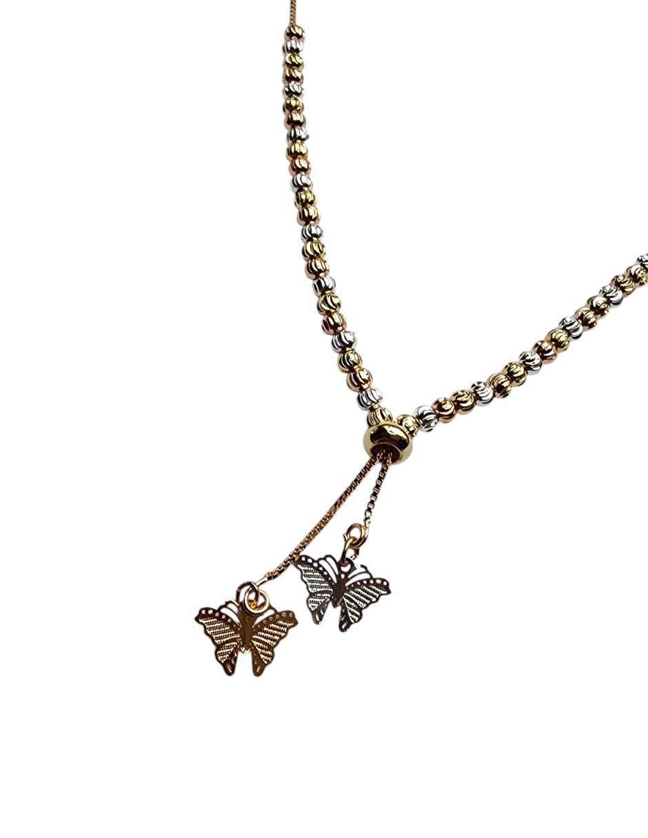 Collar con dije de mariposa de oro laminado 14 K 3