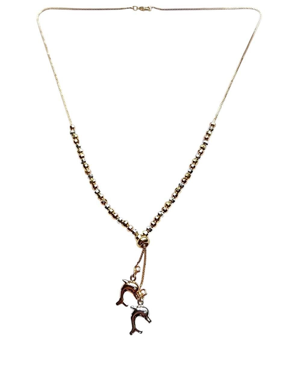 Collar con dije de delfín de oro laminado 14 K 2