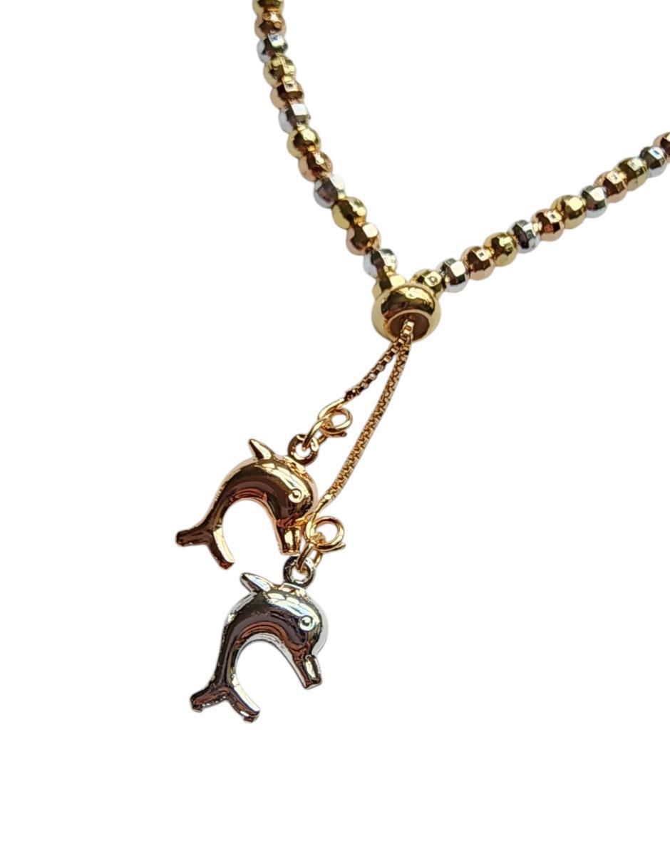 Collar con dije de delfín de oro laminado 14 K 3
