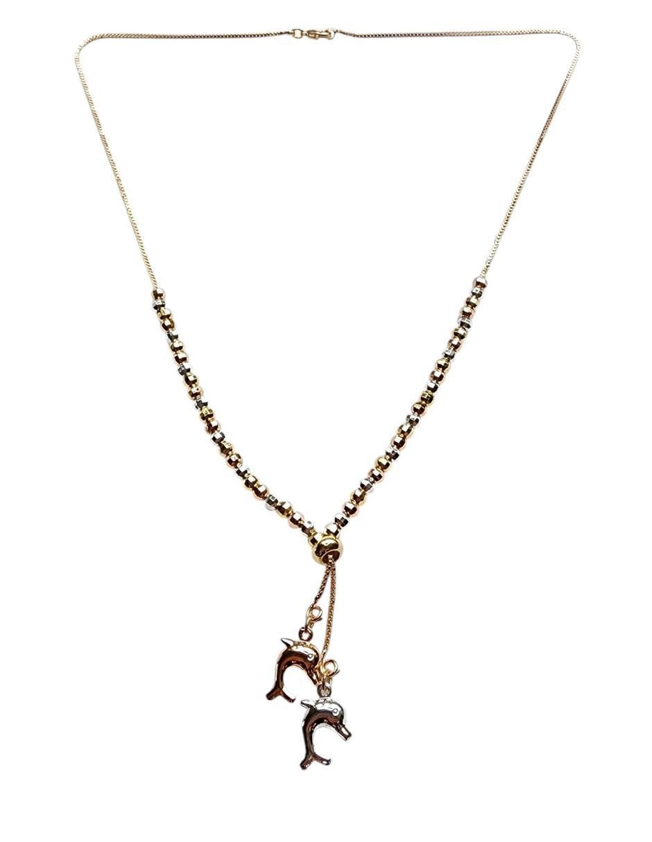 Collar con dije de delfín de oro laminado 14 K 5