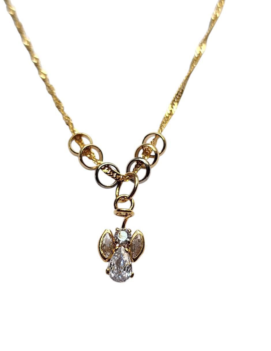 Collar con dije ángel de ángel de oro laminado 14 K