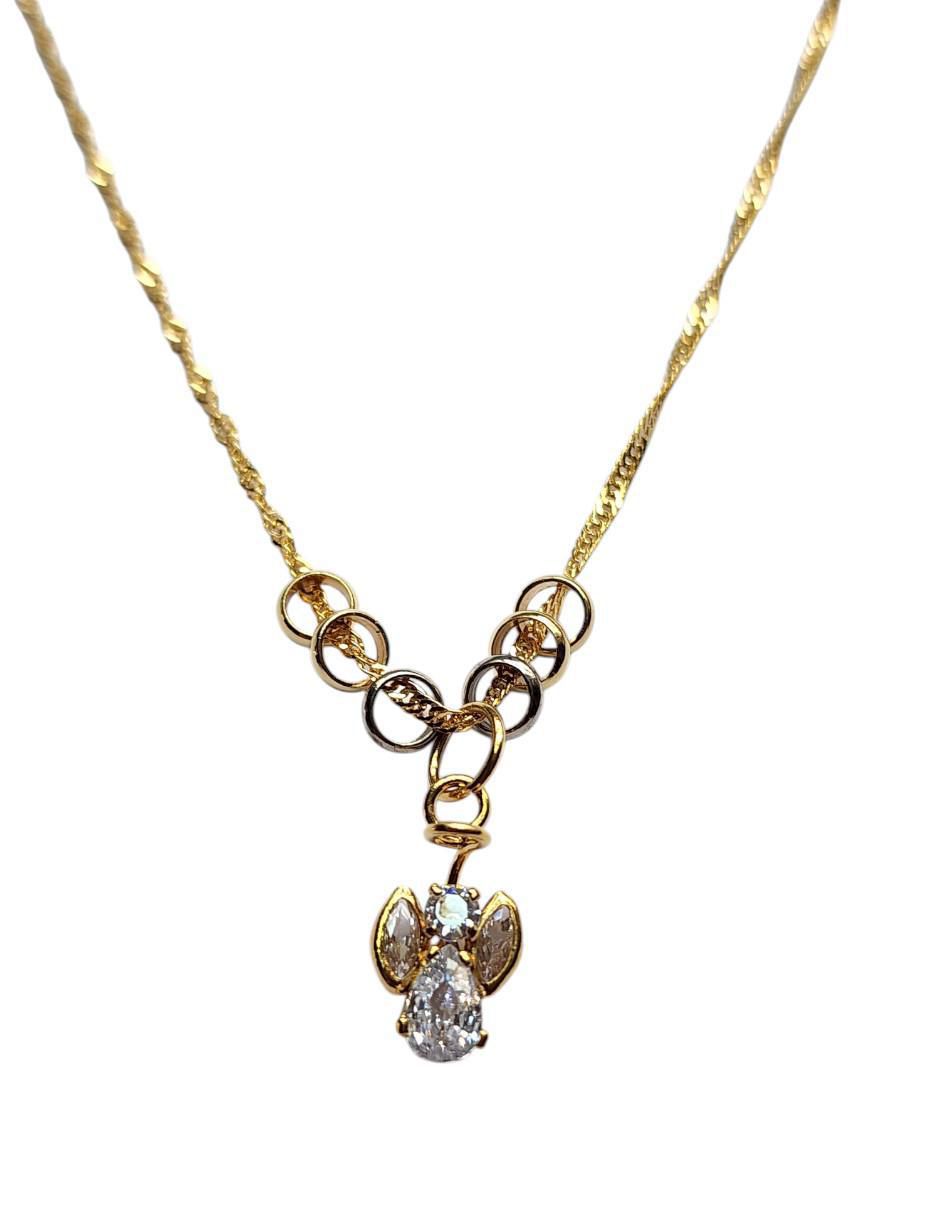 Collar con dije ángel de ángel de oro laminado 14 K 5