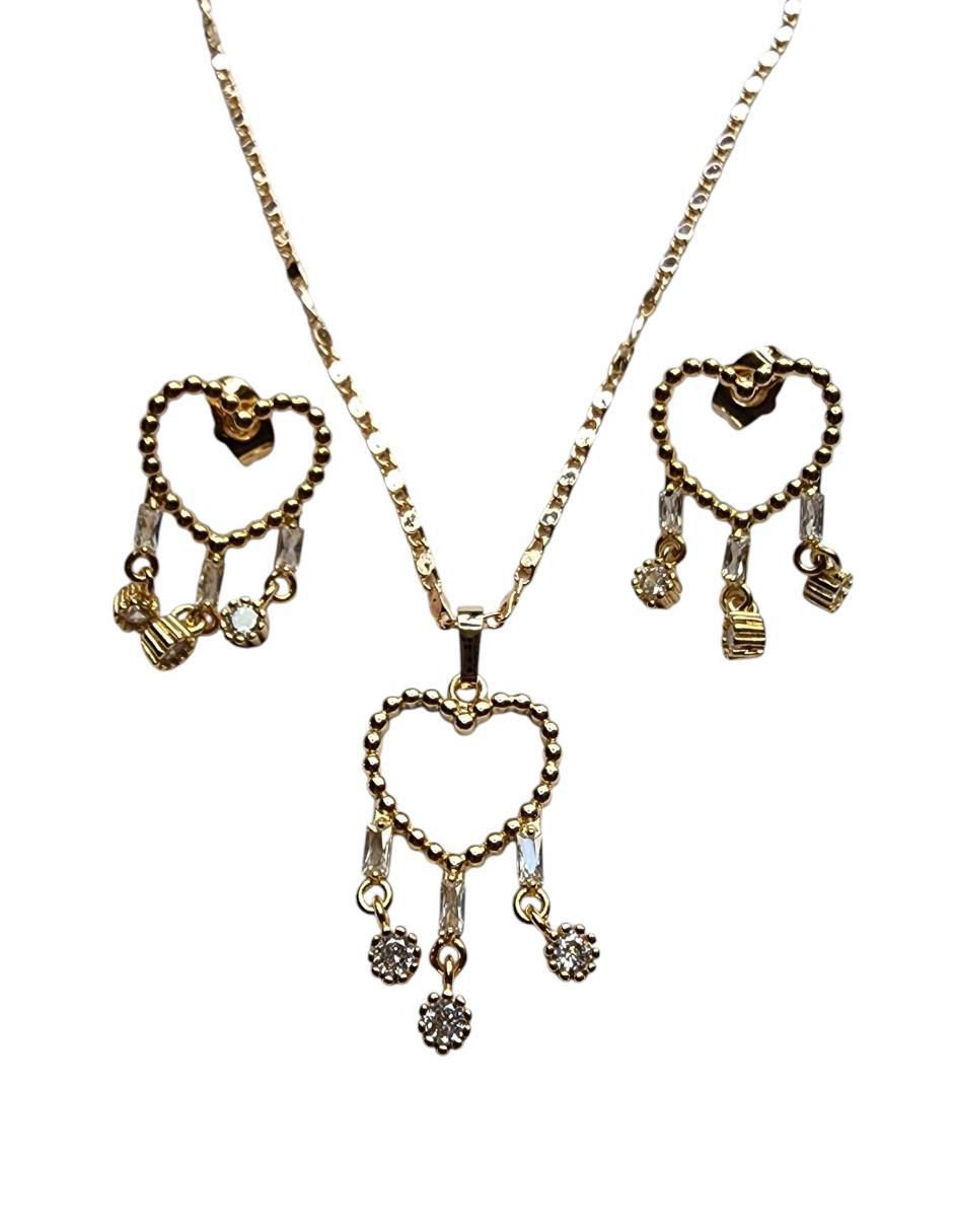 Aretes y collar de corazón Atrapasueños zirconia
