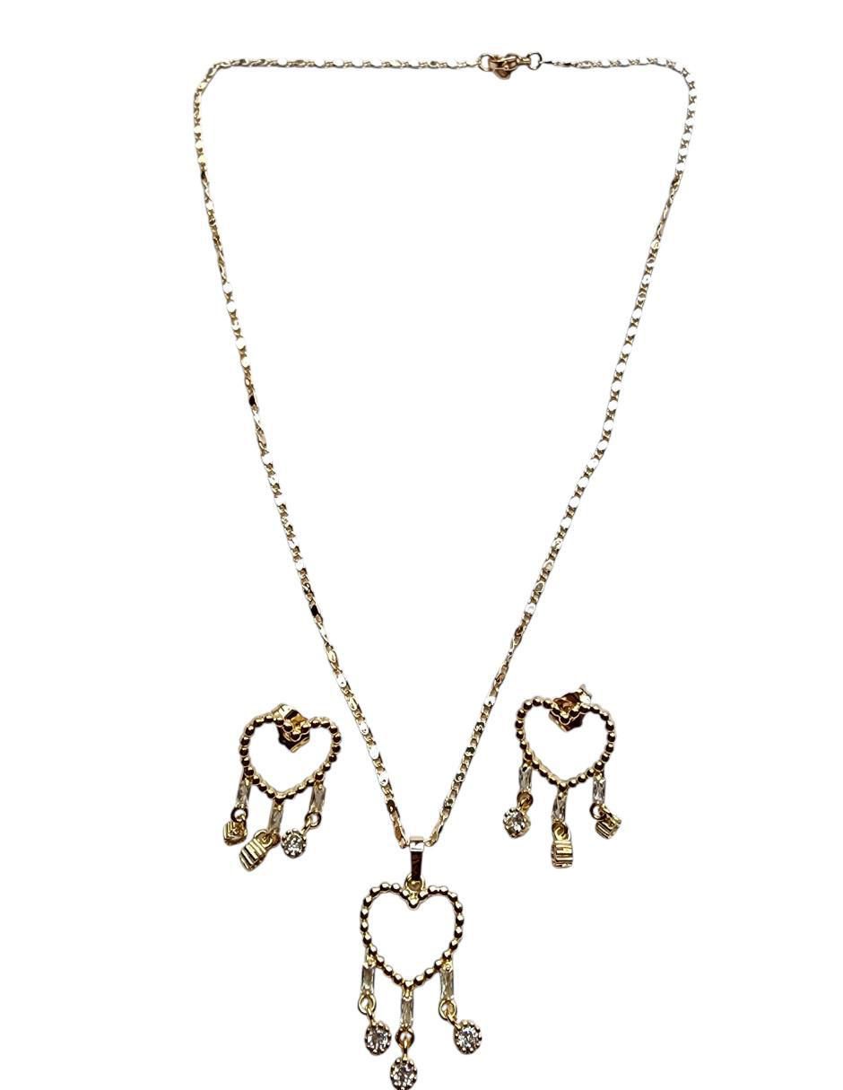 Aretes y collar de corazón Atrapasueños zirconia 2