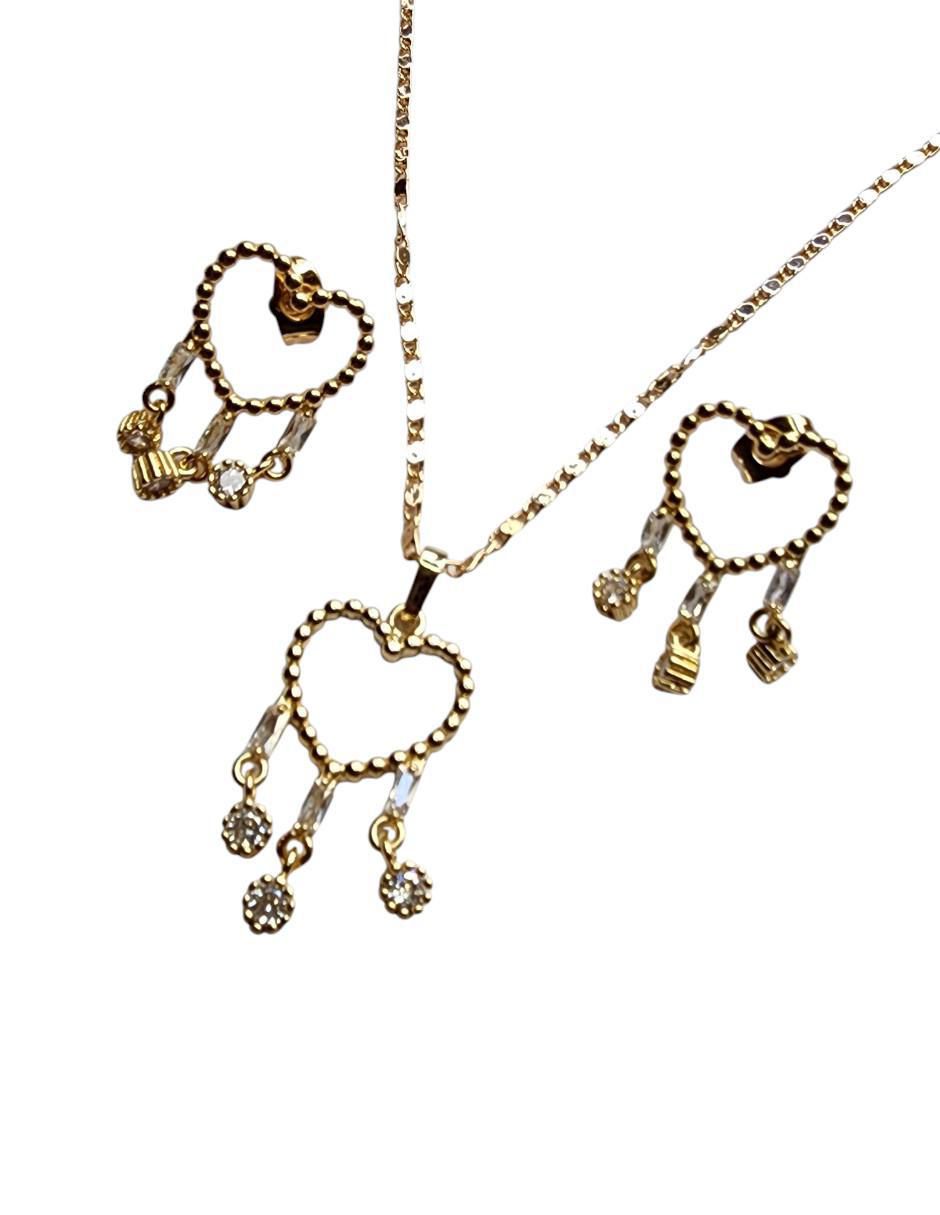 Aretes y collar de corazón Atrapasueños zirconia 3