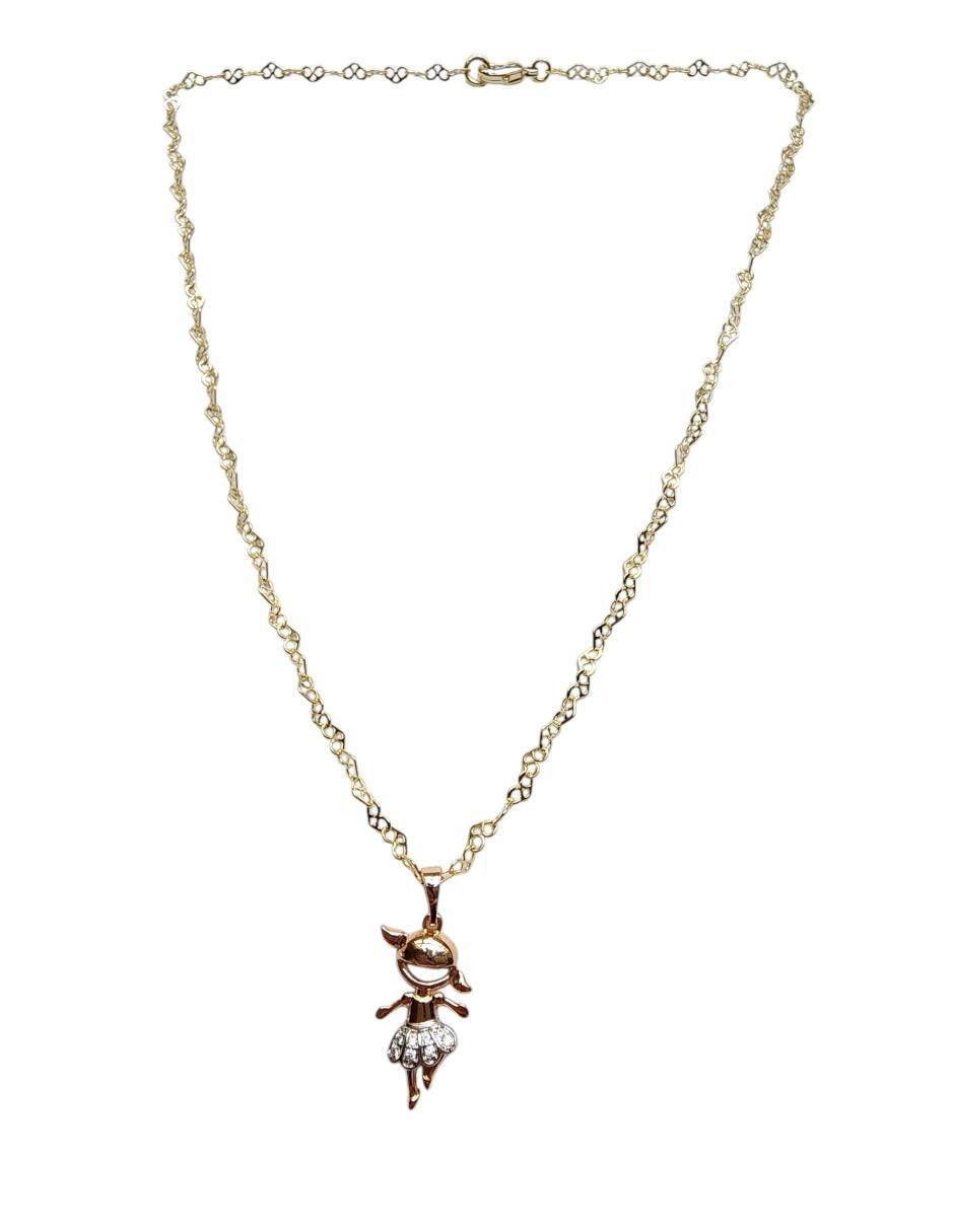 Collar con dije de niña Bailarina de oro laminado 14 K 3