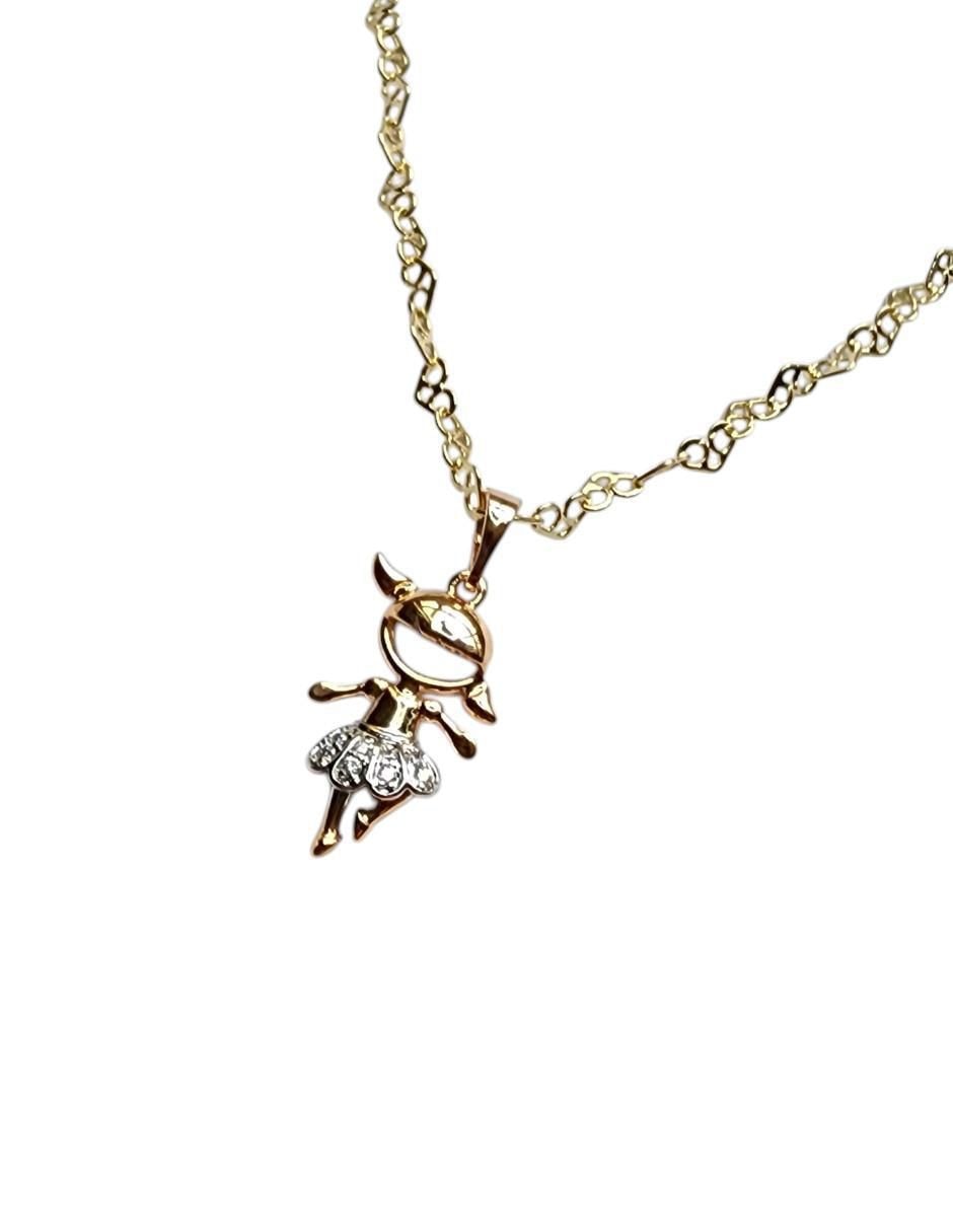 Collar con dije de niña Bailarina de oro laminado 14 K 4