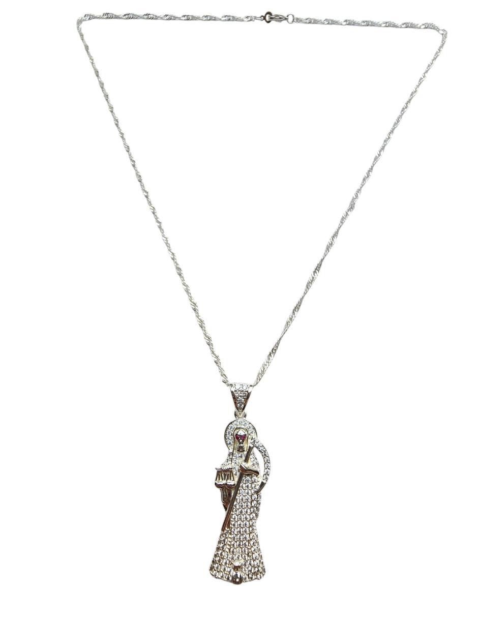 Collar con dije santos Santa Muerte de oro laminado 14 K 2