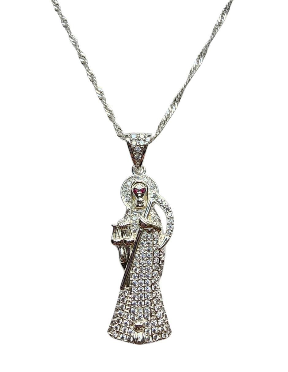 Collar con dije santos Santa Muerte de oro laminado 14 K 3