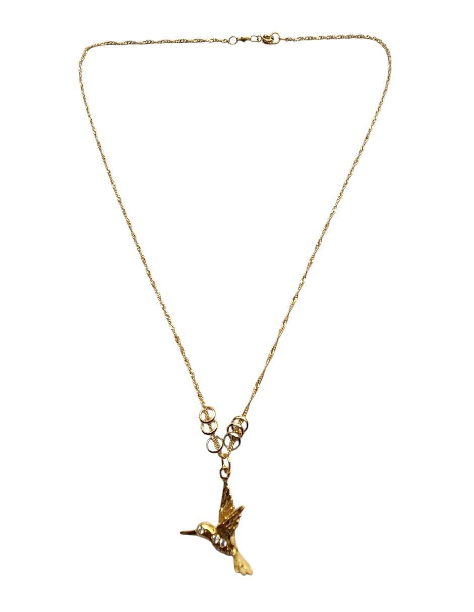 Collar con dije de colibrí de oro laminado 14 K 2