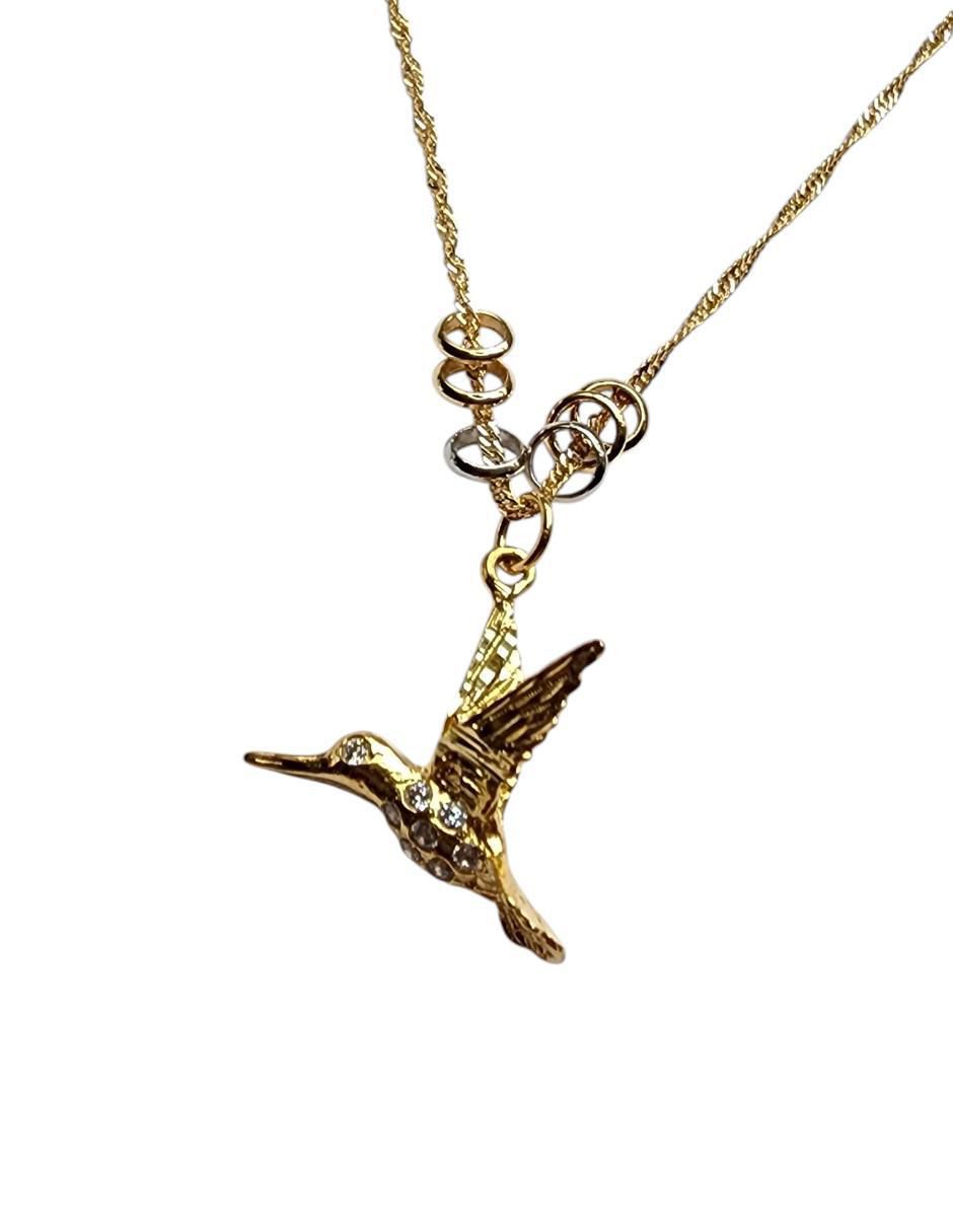 Collar con dije de colibrí de oro laminado 14 K 3
