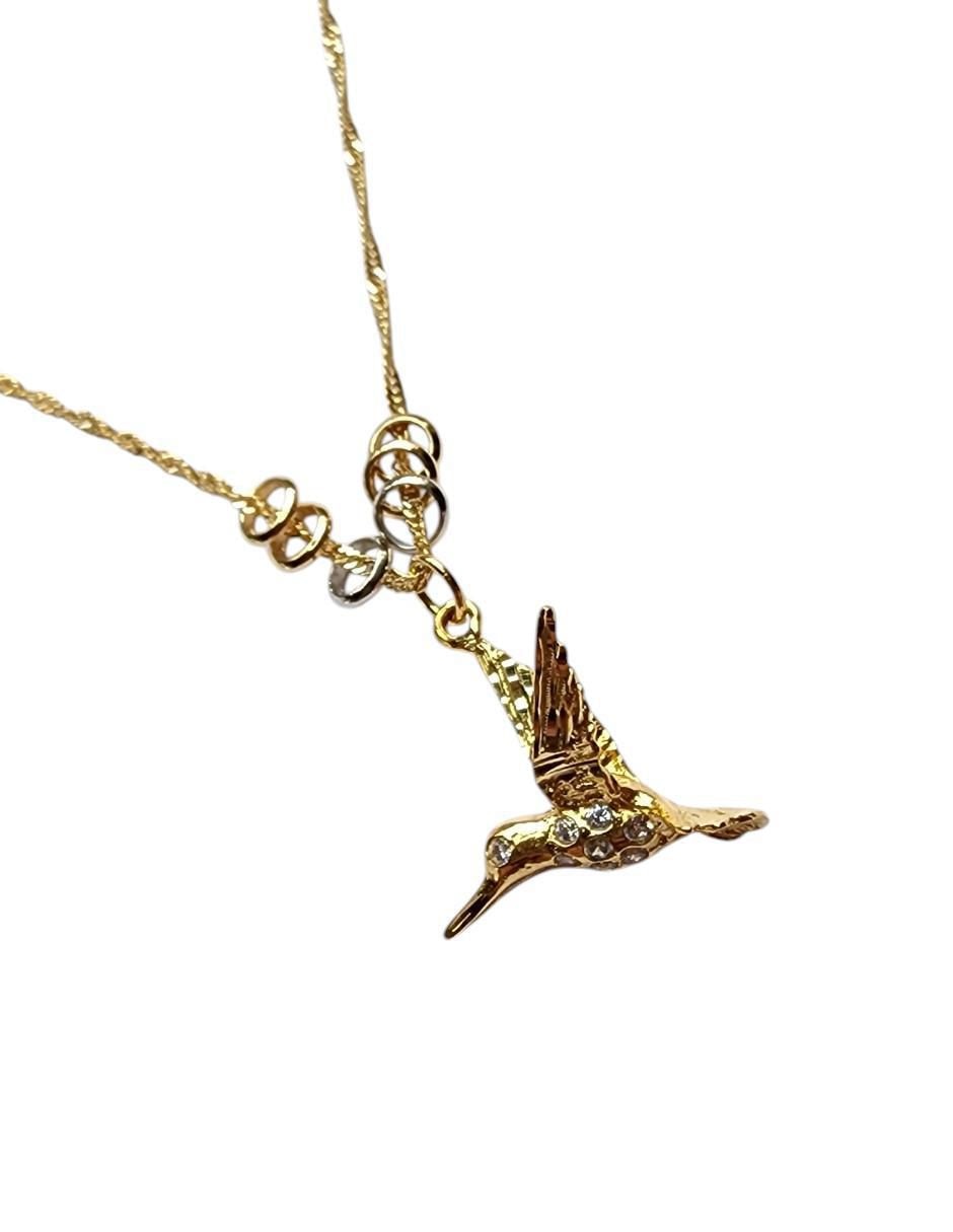 Collar con dije de colibrí de oro laminado 14 K 4
