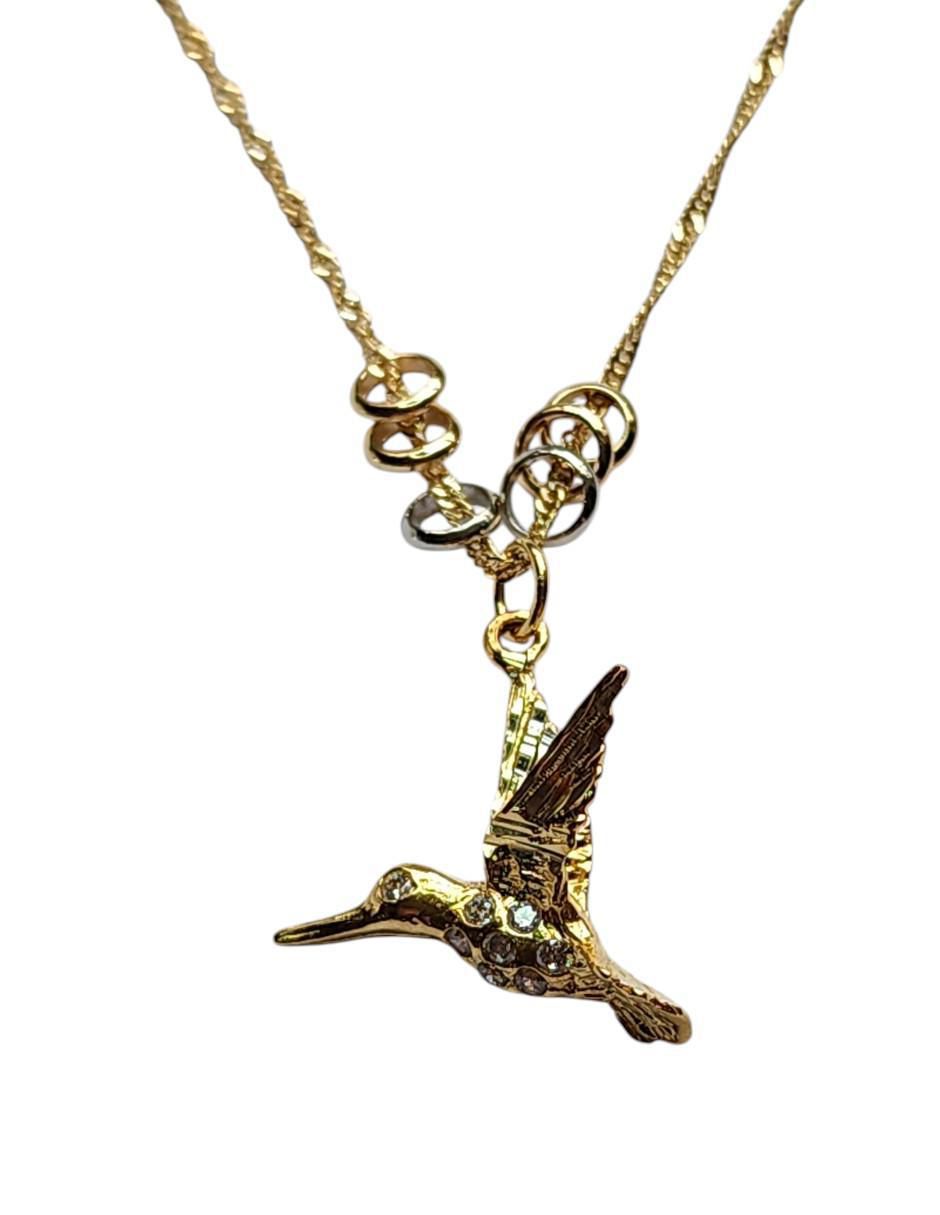 Collar con dije de colibrí de oro laminado 14 K 5