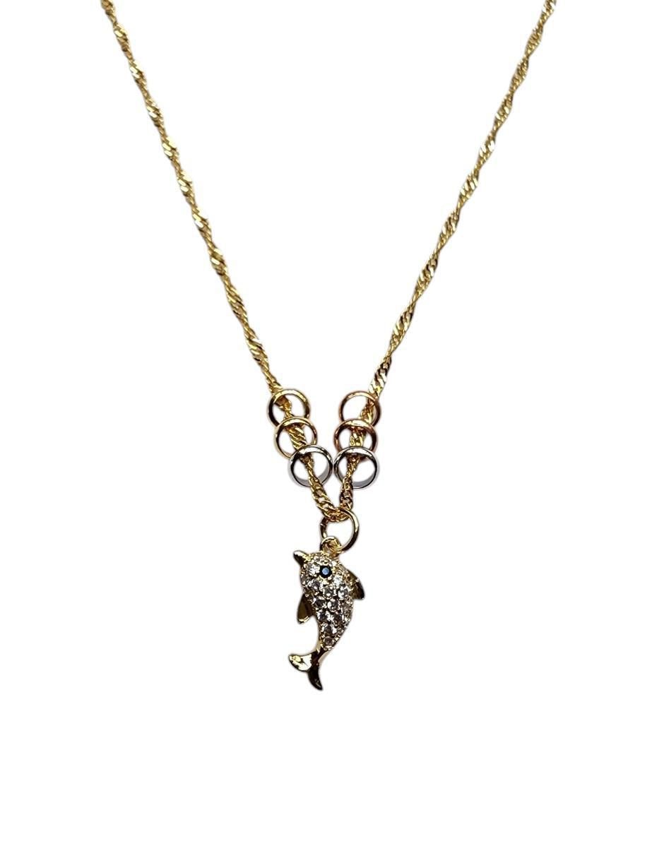 Collar con dije de delfín Marino de oro laminado 14 K Collar con dije de delfín Marino de oro laminado 14 K