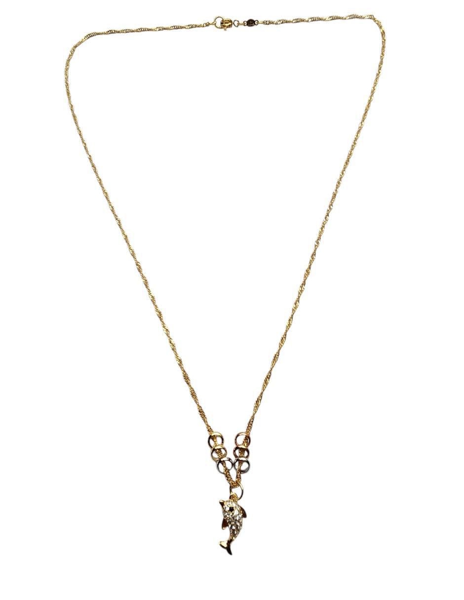 Collar con dije de delfín Marino de oro laminado 14 K 2