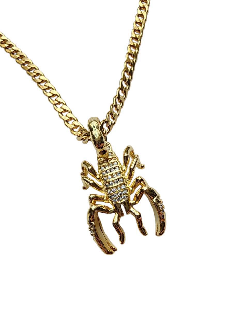 Collar con dije de escorpión de oro laminado 14 K 4