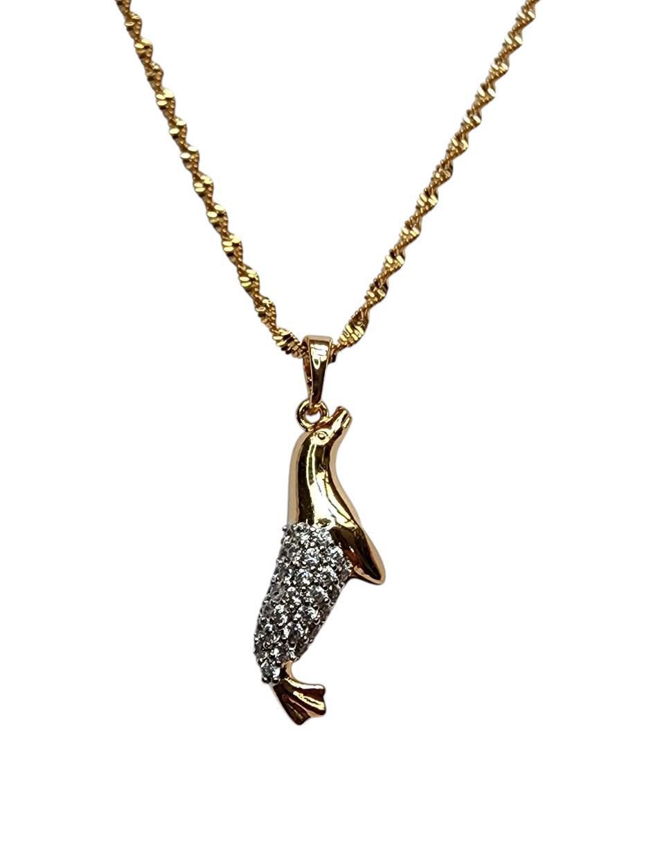 Collar con dije de foca de oro laminado 14 K Collar con dije de foca de oro laminado 14 K